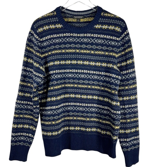 Banana Republic Other - BANANA REPUBLIC Navy Fair Isle Merino Wool Blend Sweater Men's Size Medium